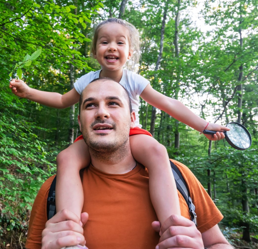Father and daughter outside